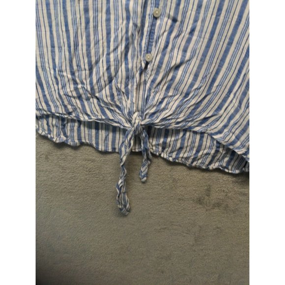 šUNIVERSAL THREAD 100% Rayon Women Tie Waist Blouse Summer Striped S(4-6) - Picture 6 of 12